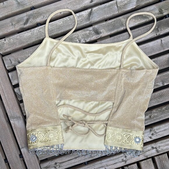 Vintage Joseph Ribkoff Shimmering Gold Embellished Crop Top - Picture 6 of 7